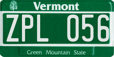 VT license plate ZPL056