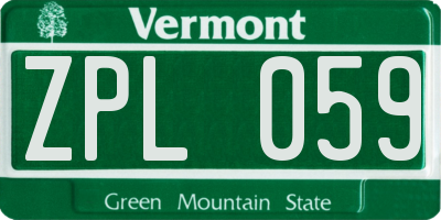 VT license plate ZPL059