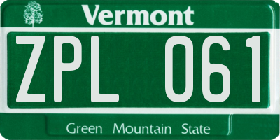 VT license plate ZPL061