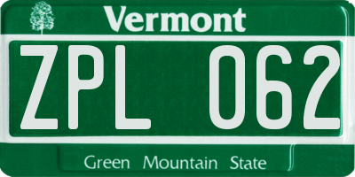 VT license plate ZPL062
