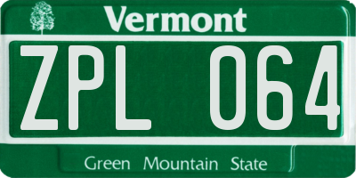 VT license plate ZPL064