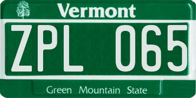 VT license plate ZPL065