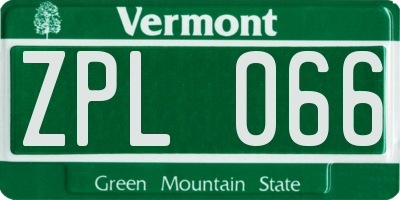 VT license plate ZPL066