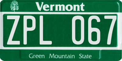 VT license plate ZPL067