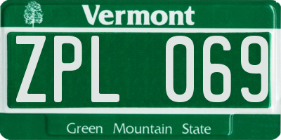 VT license plate ZPL069