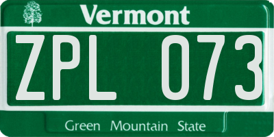 VT license plate ZPL073