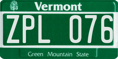 VT license plate ZPL076