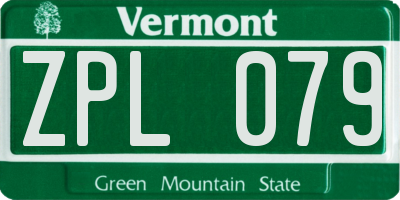 VT license plate ZPL079