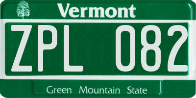 VT license plate ZPL082