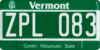 VT license plate ZPL083