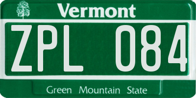 VT license plate ZPL084