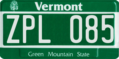 VT license plate ZPL085