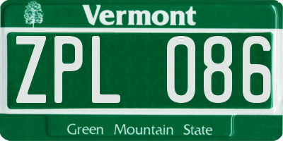 VT license plate ZPL086