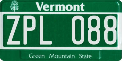 VT license plate ZPL088