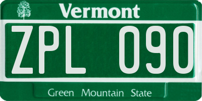 VT license plate ZPL090