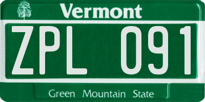 VT license plate ZPL091