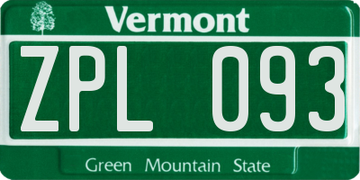 VT license plate ZPL093