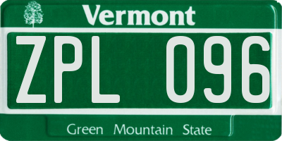 VT license plate ZPL096