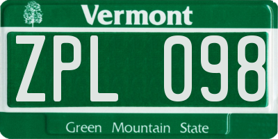 VT license plate ZPL098