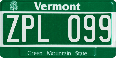 VT license plate ZPL099