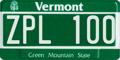 VT license plate ZPL100