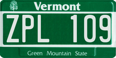 VT license plate ZPL109