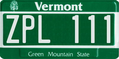 VT license plate ZPL111