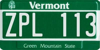 VT license plate ZPL113