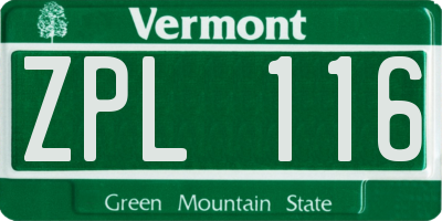 VT license plate ZPL116