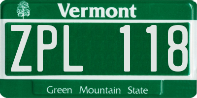 VT license plate ZPL118