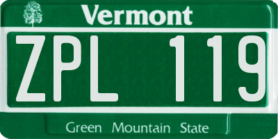 VT license plate ZPL119