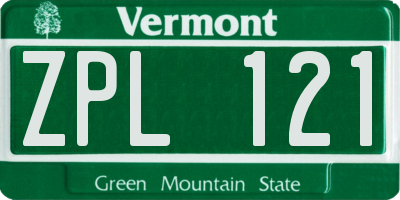 VT license plate ZPL121
