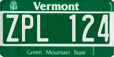 VT license plate ZPL124