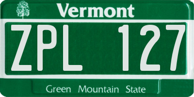 VT license plate ZPL127