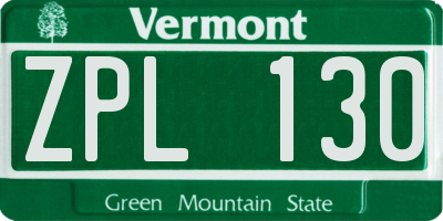 VT license plate ZPL130