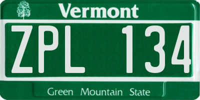 VT license plate ZPL134