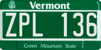 VT license plate ZPL136