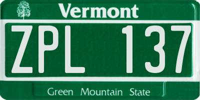VT license plate ZPL137