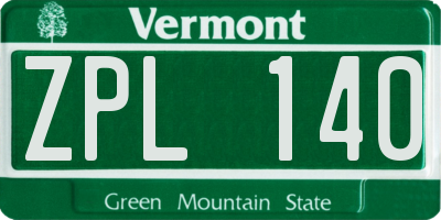 VT license plate ZPL140