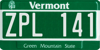 VT license plate ZPL141