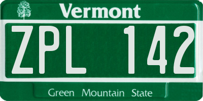 VT license plate ZPL142