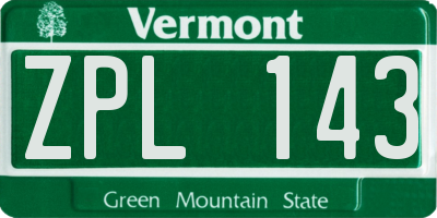 VT license plate ZPL143