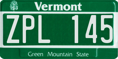 VT license plate ZPL145