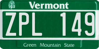 VT license plate ZPL149