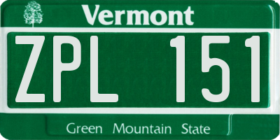 VT license plate ZPL151