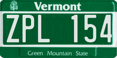 VT license plate ZPL154