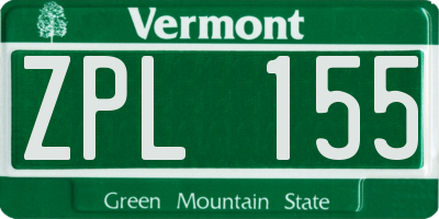 VT license plate ZPL155