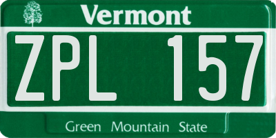 VT license plate ZPL157