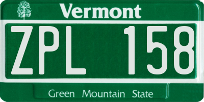 VT license plate ZPL158