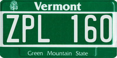 VT license plate ZPL160